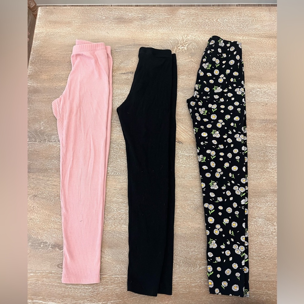 Cat & Jack Pink, Black, and Floral Leggings Set